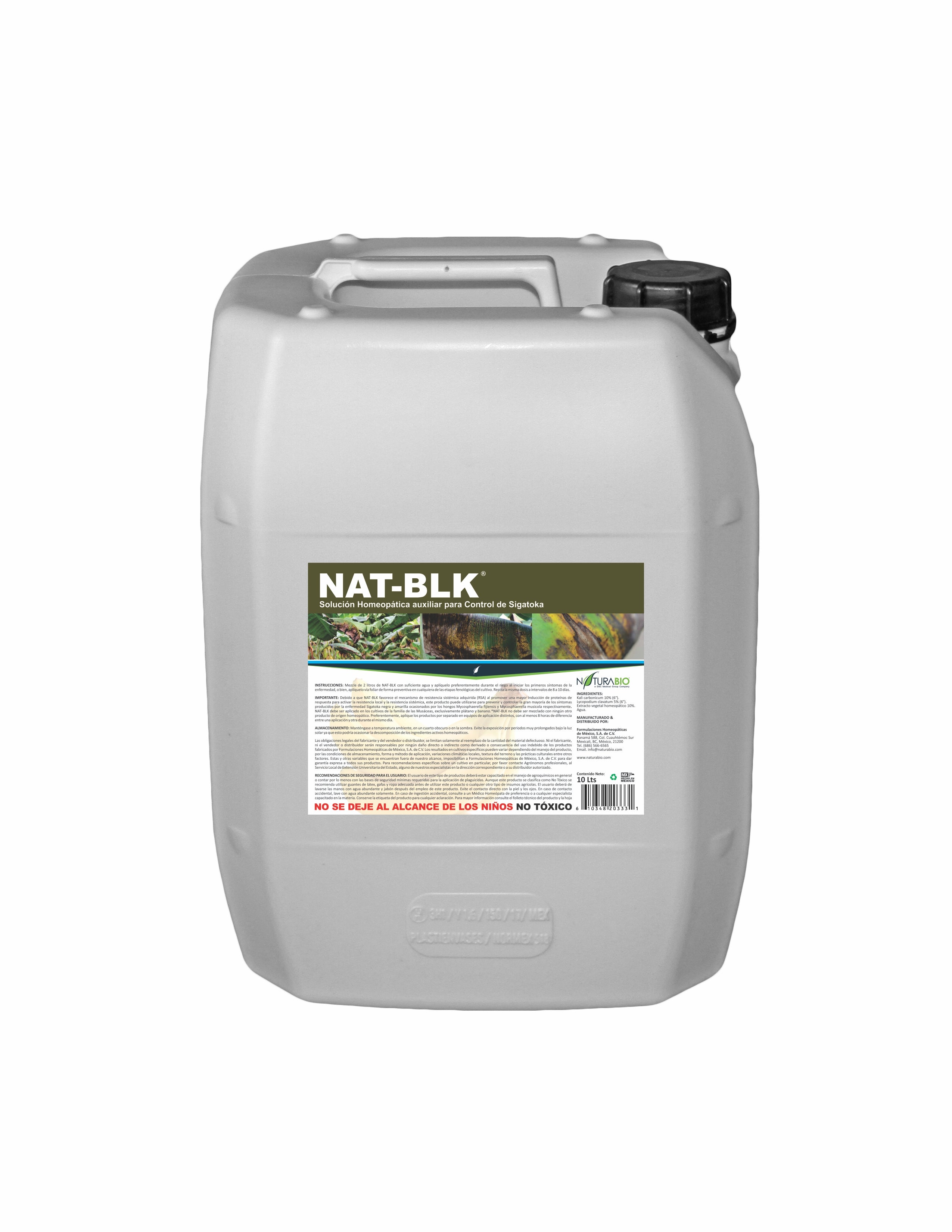 NAT-BLK Solución homeopática auxiliar para control de sigatoka